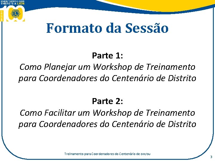 Formato da Sessão Parte 1: Como Planejar um Workshop de Treinamento para Coordenadores do