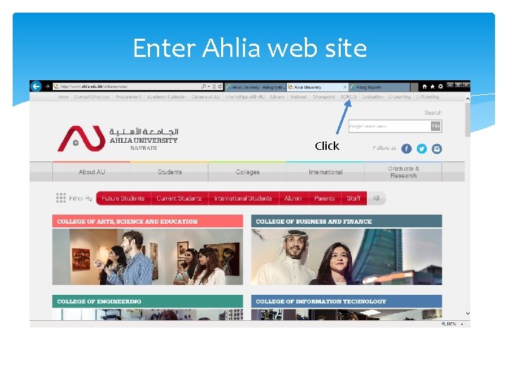 Enter Ahlia web site Click Enter Ahlia web site Click