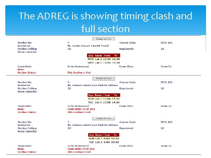 The ADREG is showing timing clash and full section The ADREG is showing timing clash and full section