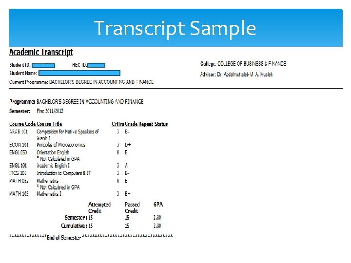 Transcript Sample Transcript Sample