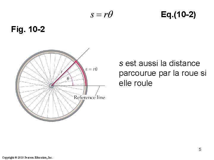Eq. (10 -2) Fig. 10 -2 s est aussi la distance parcourue par la Eq. (10 -2) Fig. 10 -2 s est aussi la distance parcourue par la