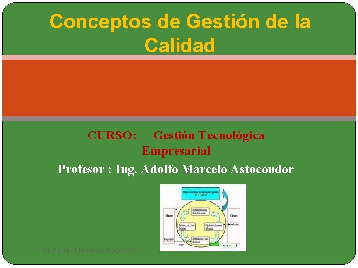 Conceptos de Gestión de la Calidad CURSO: Gestión Tecnológica Empresarial Profesor : Ing. Adolfo