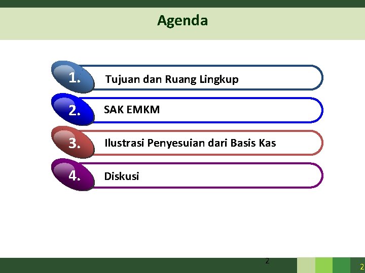 Agenda 1. Tujuan dan Ruang Lingkup 2. SAK EMKM 3. Ilustrasi Penyesuian dari Basis