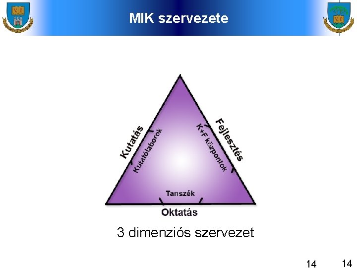 MIK szervezete 3 dimenziós szervezet 14 14 