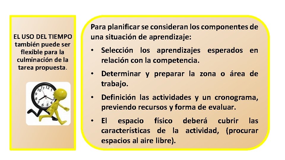 EL USO DEL TIEMPO también puede ser flexible para la culminación de la tarea