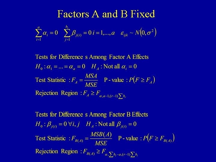 Factors A and B Fixed 