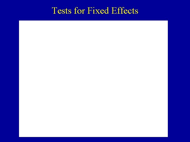 Tests for Fixed Effects 