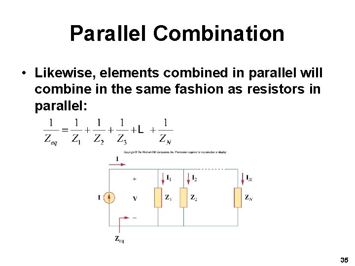 Parallel Combination • Likewise, elements combined in parallel will combine in the same fashion