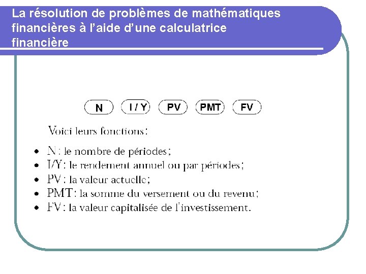 La résolution de problèmes de mathématiques financières à l’aide d’une calculatrice financière 