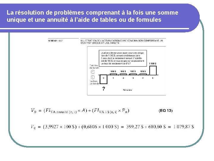 La résolution de problèmes comprenant à la fois une somme unique et une annuité