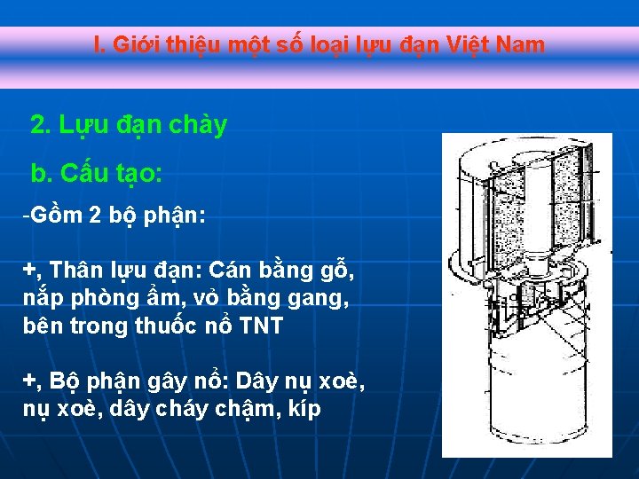 I. Giới thiệu một số loại lựu đạn Việt Nam 2. Lựu đạn chày I. Giới thiệu một số loại lựu đạn Việt Nam 2. Lựu đạn chày