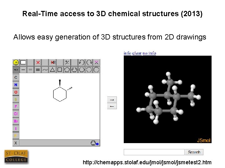 Real-Time access to 3 D chemical structures (2013) Allows easy generation of 3 D