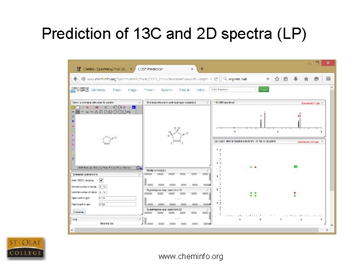 Prediction of 13 C and 2 D spectra (LP) www. cheminfo. org 