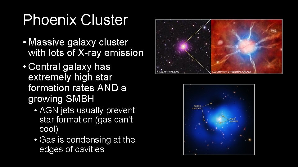 Phoenix Cluster • Massive galaxy cluster with lots of X-ray emission • Central galaxy