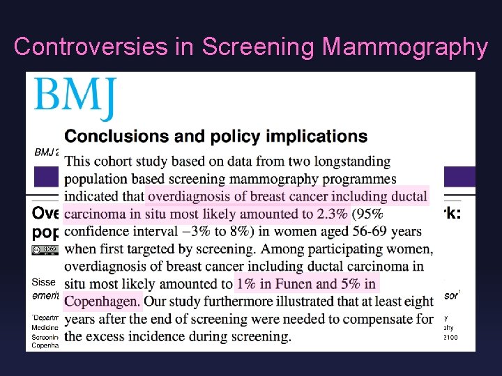 Controversies in Screening Mammography 