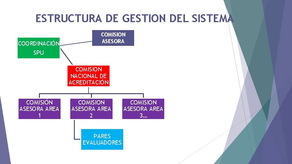 ESTRUCTURA DE GESTION DEL SISTEMA COORDINACIÓN SPU COMISION ASESORA ¿Composición, representación, funciones, duración? COMISION