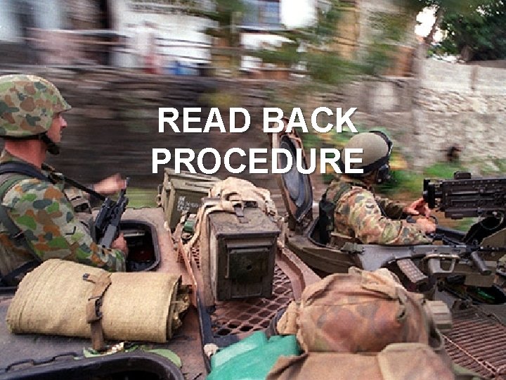 READ BACK PROCEDURE 