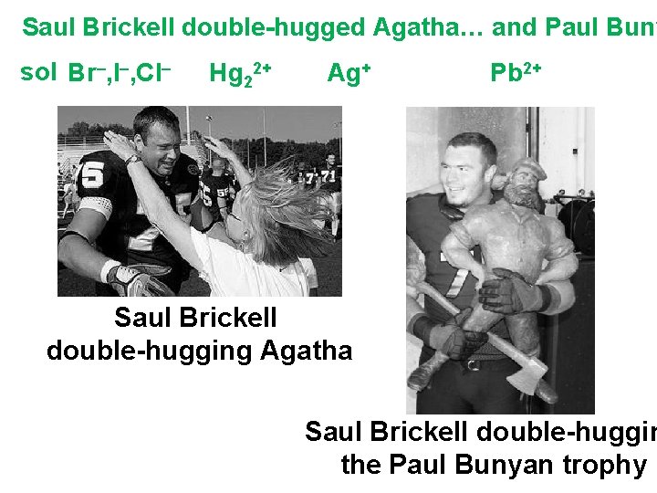 Saul Brickell double-hugged Agatha… and Paul Buny sol Br–, I–, Cl– Hg 22+ Ag+