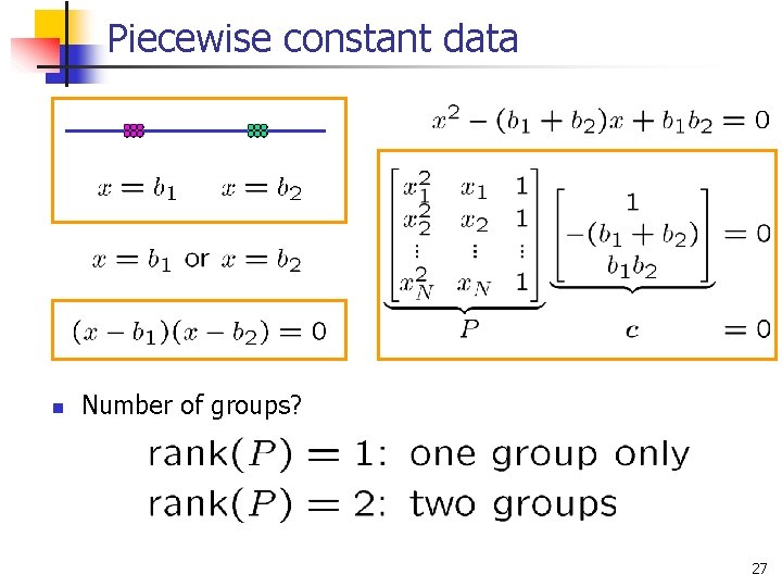 Piecewise constant data n Number of groups? 27 