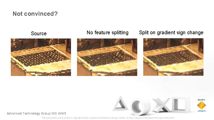 Not convinced? Source No feature splitting Split on gradient sign change Advanced Technology Group