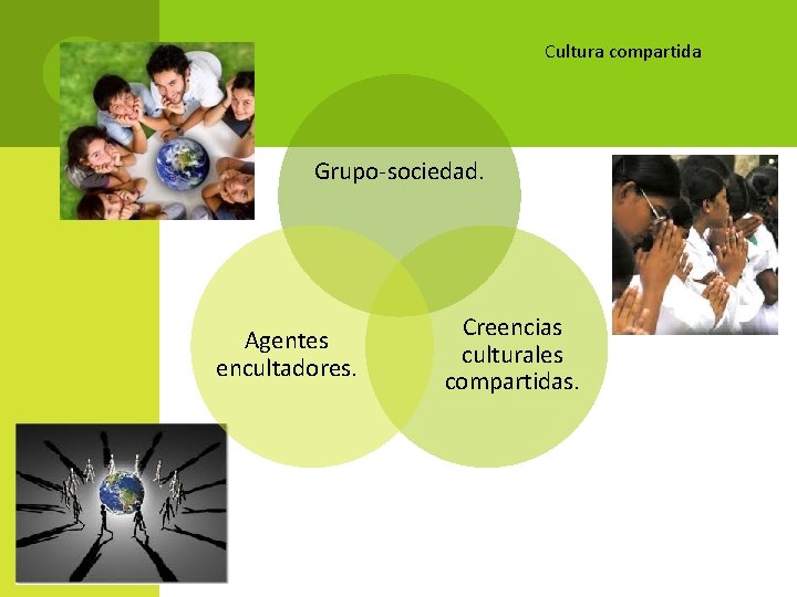 Cultura compartida Grupo-sociedad. Agentes encultadores. Creencias culturales compartidas. 