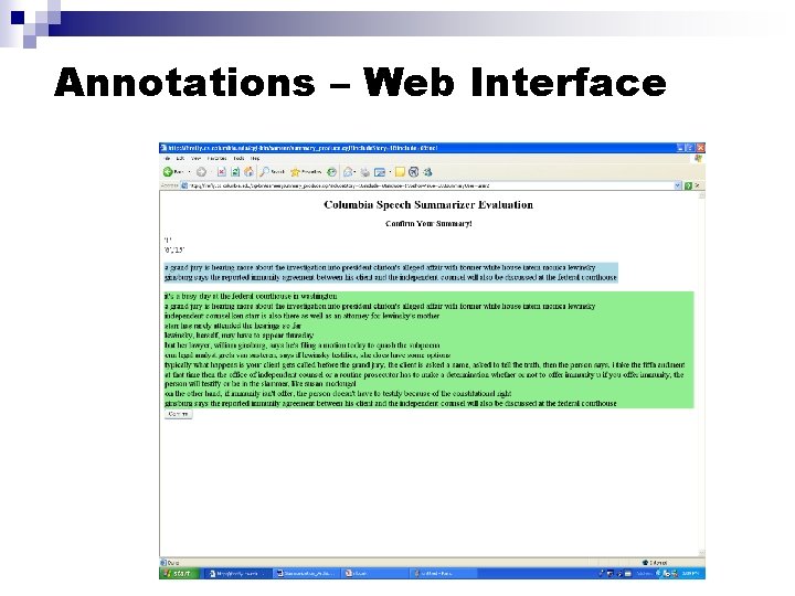 Annotations – Web Interface 