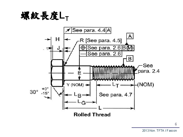 螺紋長度LT 6 2013 Nov. TFTA / Fascon 