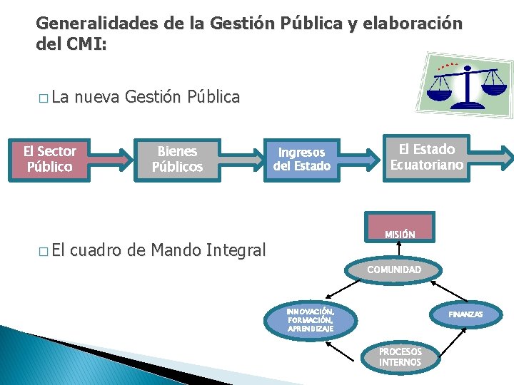 Generalidades de la Gestión Pública y elaboración del CMI: � La nueva Gestión Pública