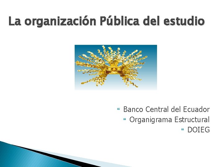 La organización Pública del estudio Banco Central del Ecuador Organigrama Estructural DOIEG 