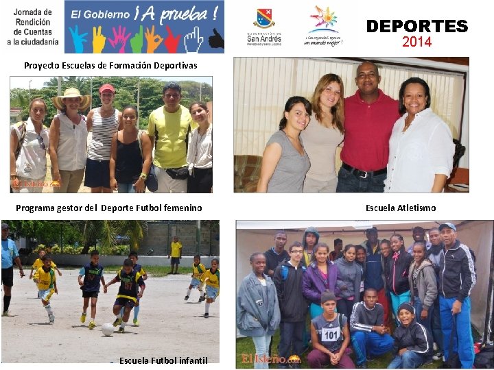 DEPORTES 2014 Proyecto Escuelas de Formación Deportivas Programa gestor del Deporte Futbol femenino Escuela