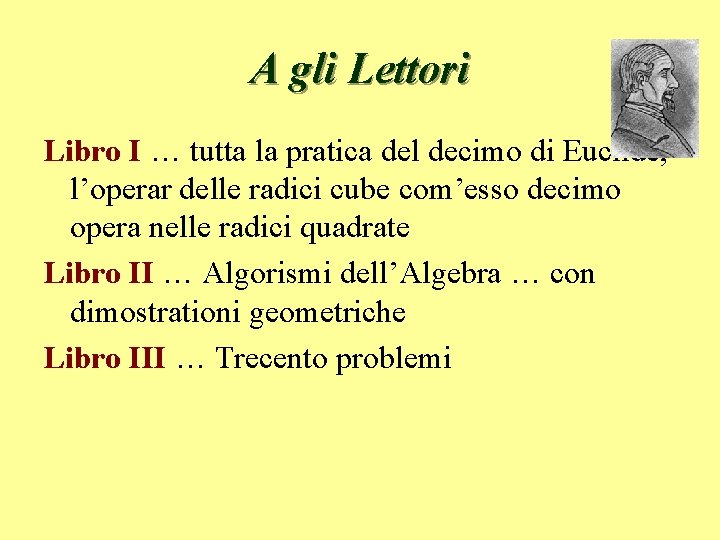 A gli Lettori Libro I … tutta la pratica del decimo di Euclide, l’operar