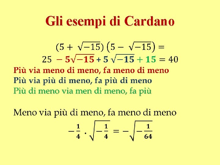 Gli esempi di Cardano • 