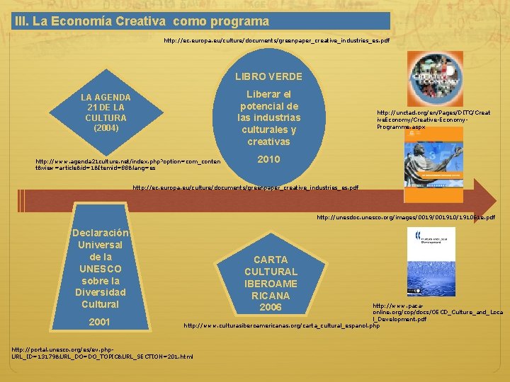 III. La Economía Creativa como programa http: //ec. europa. eu/culture/documents/greenpaper_creative_industries_es. pdf LIBRO VERDE Liberar