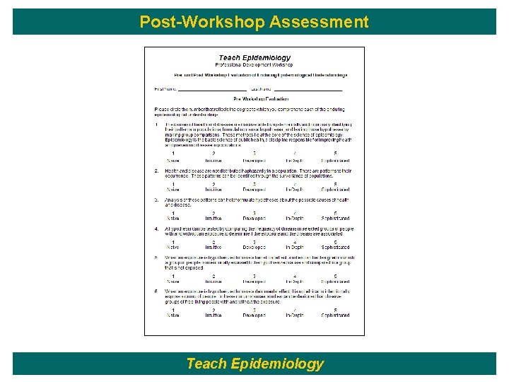 Post-Workshop Assessment Teach Epidemiology 11 