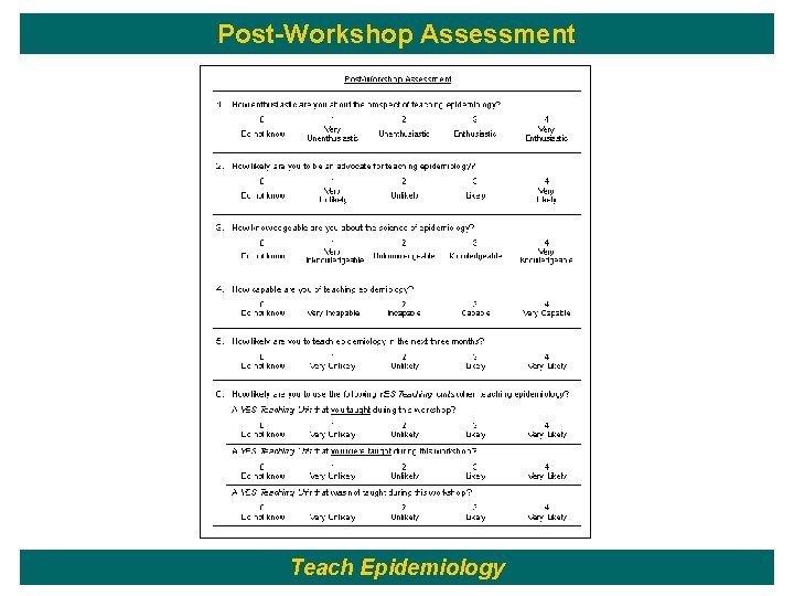 Post-Workshop Assessment Teach Epidemiology 