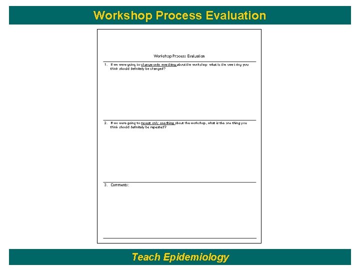 Workshop Process Evaluation Teach Epidemiology 