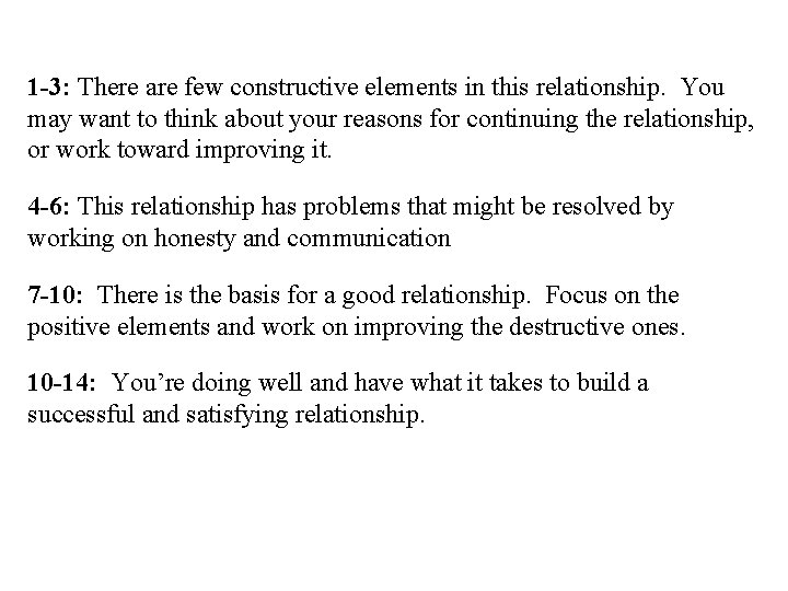 1 -3: There are few constructive elements in this relationship. You may want to
