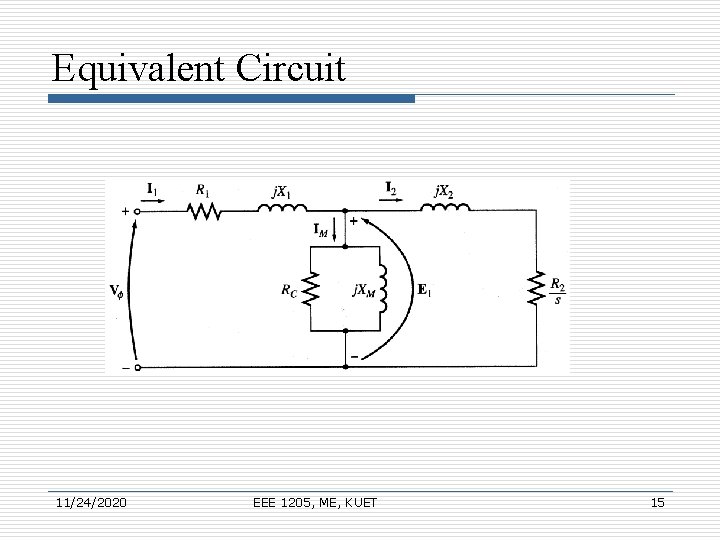 Equivalent Circuit 11/24/2020 EEE 1205, ME, KUET 15 