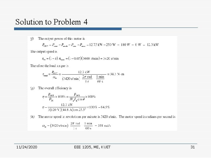 Solution to Problem 4 11/24/2020 EEE 1205, ME, KUET 31 