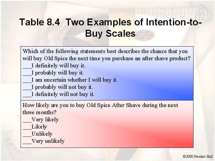 Table 8. 4 Two Examples of Intention-to. Buy Scales Which of the following statements