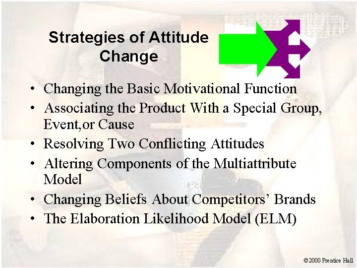 Strategies of Attitude Change • Changing the Basic Motivational Function • Associating the Product