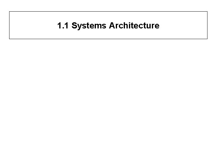 1. 1 Systems Architecture 