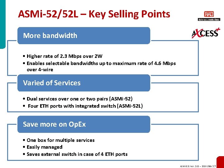 ASMi-52/52 L – Key Selling Points More bandwidth • Higher rate of 2. 3