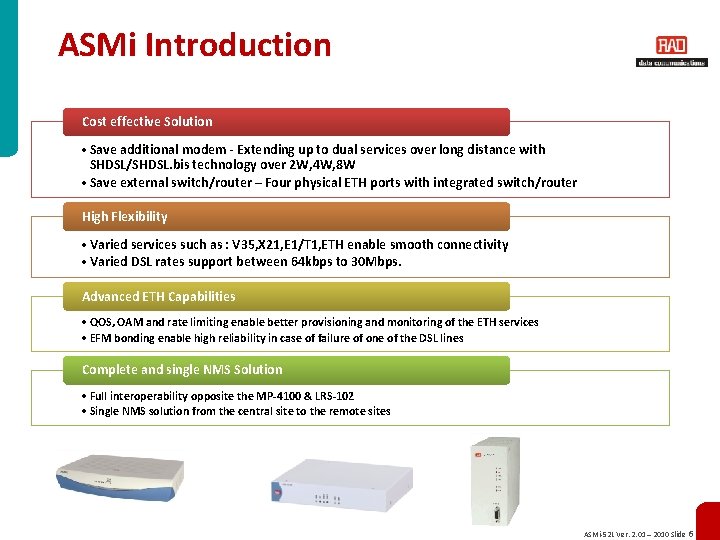 ASMi Introduction Cost effective Solution • Save additional modem - Extending up to dual