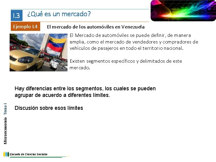 I. 3 ¿Qué es un mercado? Ejemplo I. 4 El mercado de los automóviles