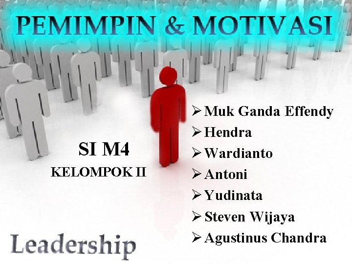 SI M 4 KELOMPOK II Ø Muk Ganda Effendy Ø Hendra Ø Wardianto Ø SI M 4 KELOMPOK II Ø Muk Ganda Effendy Ø Hendra Ø Wardianto Ø