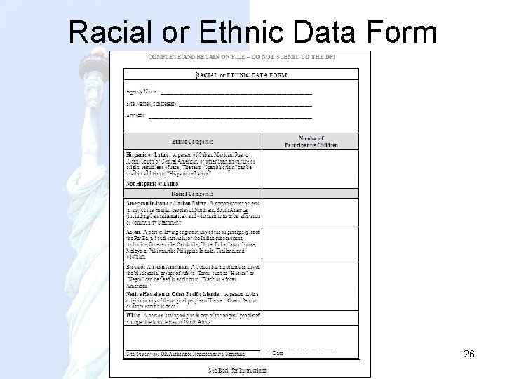 Racial or Ethnic Data Form 26 