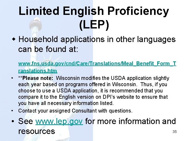 Limited English Proficiency (LEP) w Household applications in other languages can be found at: