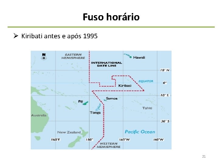 Fuso horário Ø Kiribati antes e após 1995 21 
