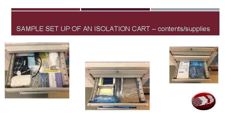 SAMPLE SET UP OF AN ISOLATION CART – contents/supplies 